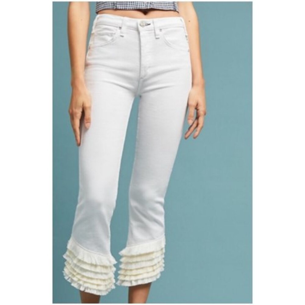 NWT-Anthropologie McGuire Cha Cha Ruffle Hem Jeans - 33